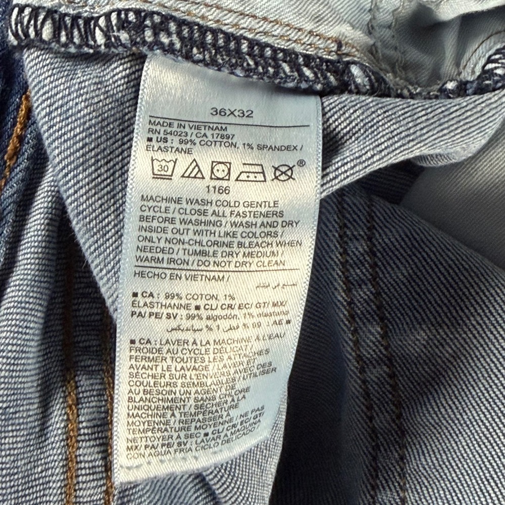 Old Navy Mens Straight Leg Jeans Blue Medium Wash Stretch Denim 36x32 - Picture 8 of 10